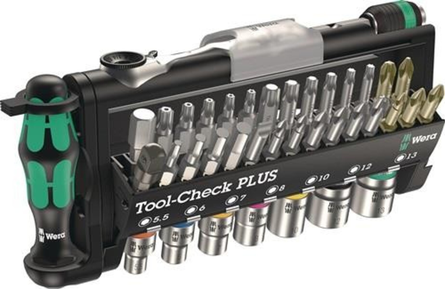Wera Bit-/Steckschlüsselset Tool-Check PLUS 39-tlg.Schlitz/PH/PZD/T/Knarre/7 Wera Bit-/Steckschlüsselset Tool-Check PLUS 39-tlg.Schlitz/PH/PZD/T/Knarre/7 von Televes