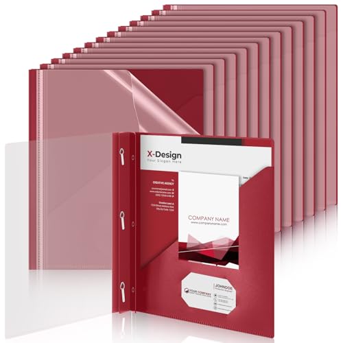 Teling Transparente Berichtsmappen mit 3 Zinken, Kunststoff-Präsentationsmappen, Kapazität 90 Blatt, für Schule, Büro, Dunkelrot, 24 Stück Teling Transparente Berichtsmappen mit 3 Zinken, Kunststoff-Präsentationsmappen, Kapazität 90 Blatt, für Schule, Büro, Dunkelrot, 24 Stück von Teling