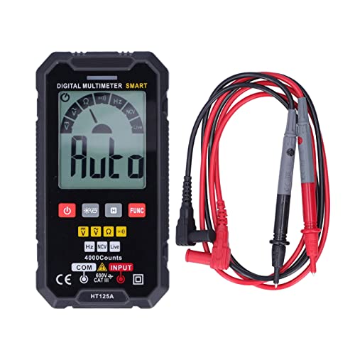 HT125A Digitales Multimeter, 4000 Zählungen Auto-Bereitschaft, AC/DC-Spannungstester, Widerstandsfrequenzmessgerät, Hintergrundbeleuchtung LCD mit Taschenlampe für Elektriker HT125A Digitales Multimeter, 4000 Zählungen Auto-Bereitschaft, AC/DC-Spannungstester, Widerstandsfrequenzmessgerät, Hintergrundbeleuchtung LCD mit Taschenlampe für Elektriker von Telituny