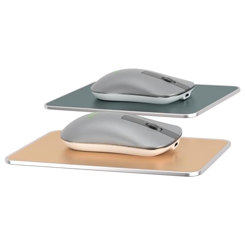 Telituny Metall-Mauspad, 2er-Pack, 220 x 180 x 2,5 mm, Mauspad aus Aluminiumlegierung, doppelseitiges Mauspad mit Füßen für Laptops, Computer und PCs (Gold+Dunkelgrau) von Telituny