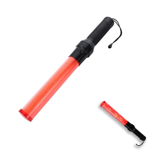 Telituny Signal Leuchtstab, Traffic Baton Light LED Verkehrssignal Stab Taschenlampe Ampel Kontrollstab Mit 3 Leuchtmuster für Parking Verkehr Outdoor Notfall von Telituny