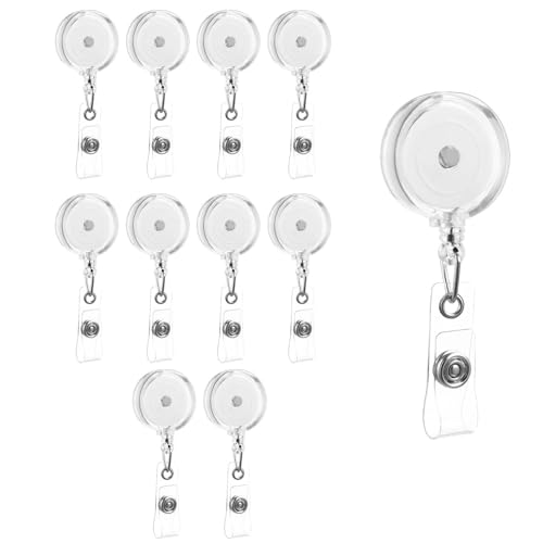 12 Stück Ausweishalter Krankenschwester Zubehör Transparent Badge Holder Ausziehbar Ausweishüllen mit Clip Kartenhalter Schlüsselband Krankenschwester Ausweishalter für Schüler Lehrer Büropersonal von Telooco