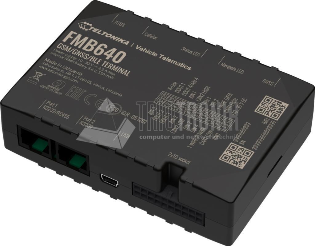 Teltonika FMB640 - MicroSD (TransFlash) - Mini-USB - RS-232,RS-485 - Nickel-Metallhydrid (NiMH) - 8,4 V - 550 mAh (FMB640) von Teltonika