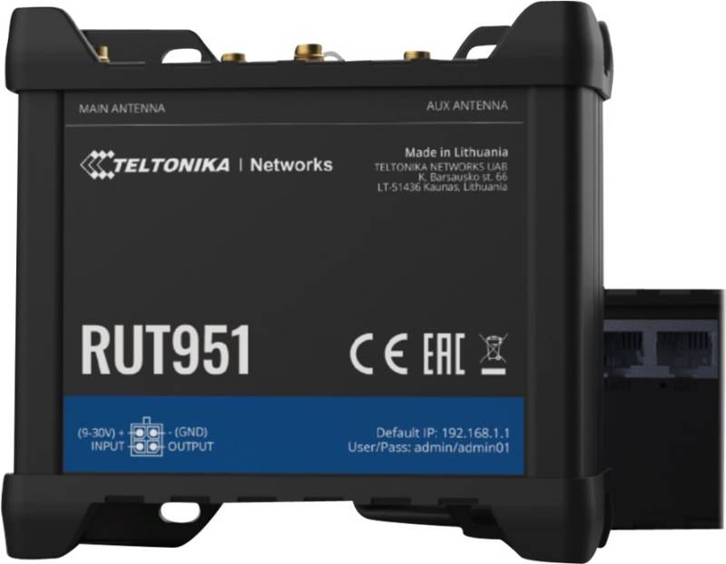 Teltonika Industrieller kompakter 4G/LTE Dual SIM Router, mit Ethernet & I/O LTE / 3G Router (RUT951000000) von Teltonika
