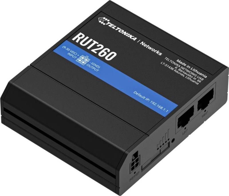 Teltonika RUT260 - Router für Mobilfunknetz - Schwarz - Blau - Aluminium - Kunststoff - DIN-Schienen-/Wandmontage - Industriell - LAN - Netzwerk - Leistung - Signalstärke - WAN (RUT260) von Teltonika
