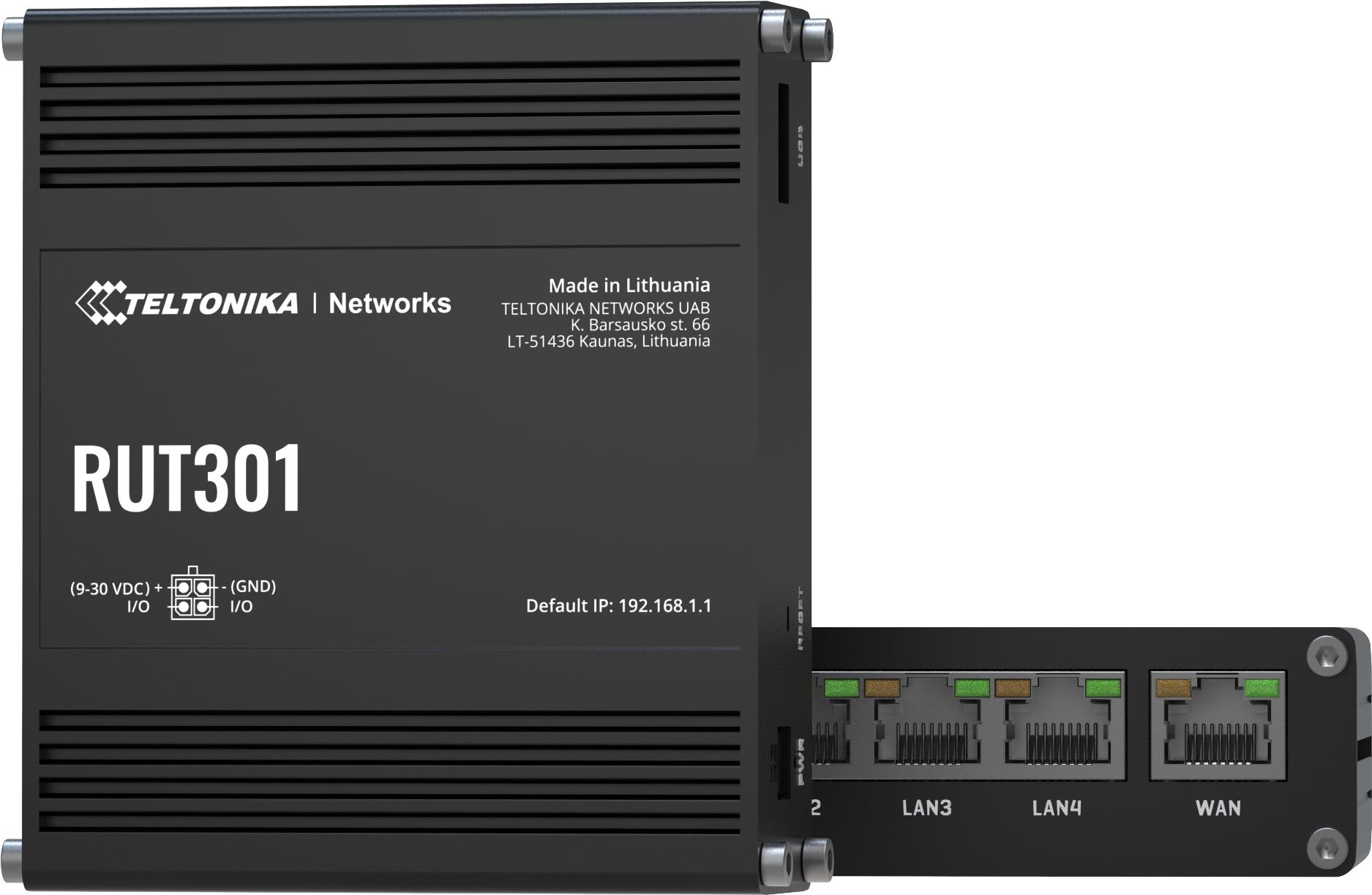 Teltonika RUT301 (EU) ethernet router - Router für Mobilfunknetz - Schwarz - Aluminium - Industriell - LAN - Leistung - Status - WAN - Schnelles Ethernet (RUT301000000) von Teltonika