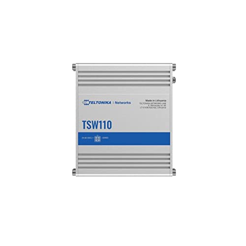 Teltonika TSW110000010 Modell TSW110 Industrial L2 Unmanaged Switch, 10/100/1000 Mbps Ethernet-Ports, Aluminiumgehäuse, 10 Gbit/s Bandbreite von Teltonika