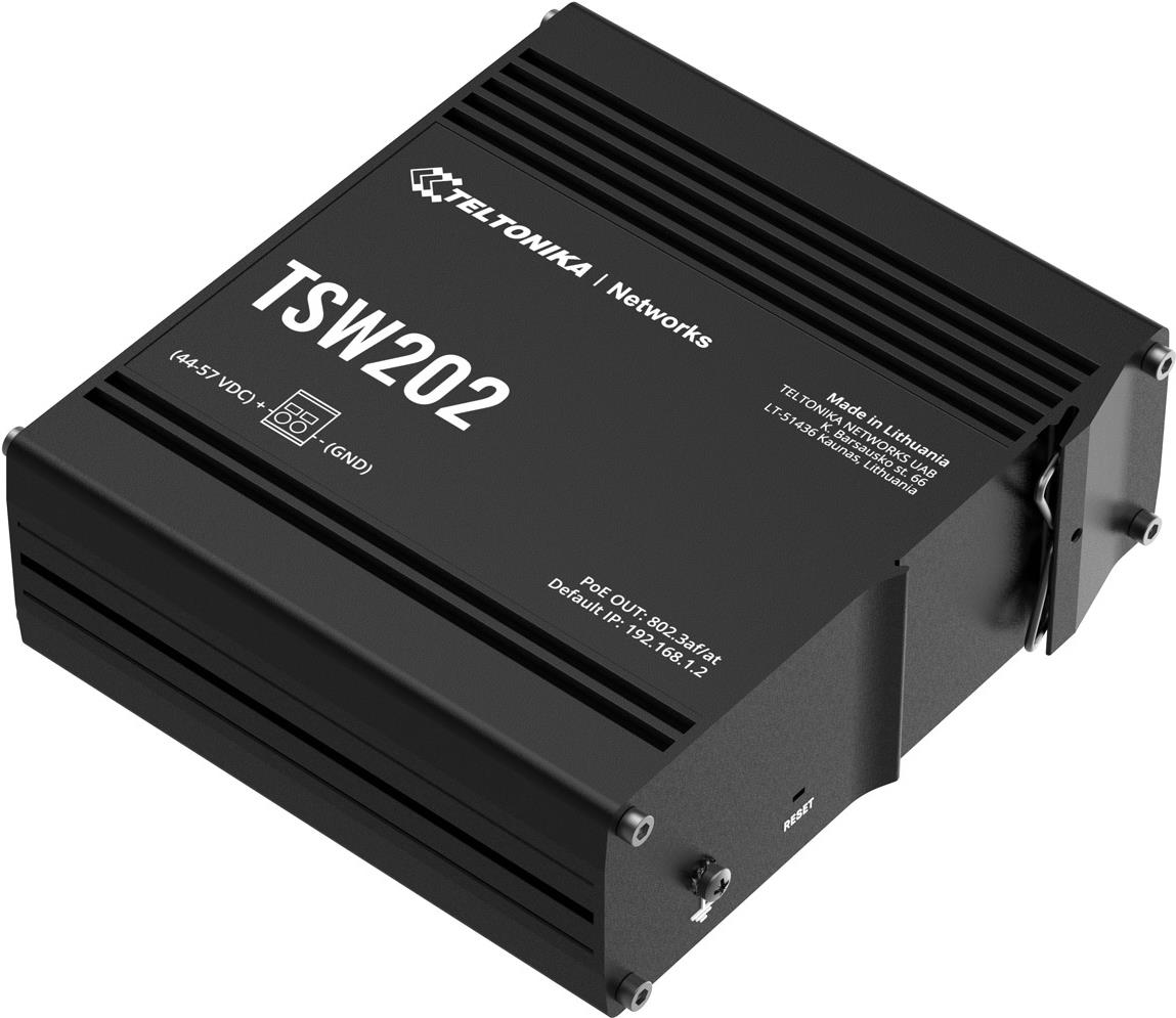 Teltonika TSW202 Managed L2 Gigabit Ethernet (10/100/1000) Power over Ethernet (PoE) Aluminium - Blau (TSW202000000) von Teltonika