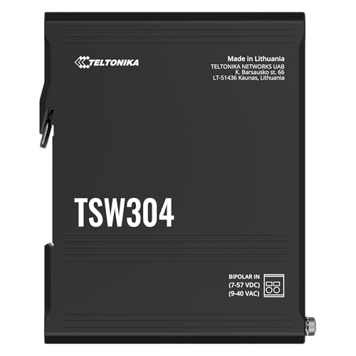 Teltonika TSW304 4 Port Gigabit Industrial Unmanaged Switch DIN Rail (TSW30400B000) von Teltonika