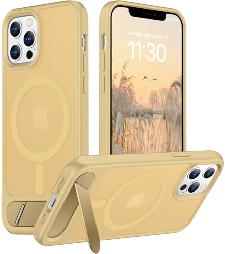 Temdan Magnetische Schutzhülle für iPhone 12 Pro Max, integrierter, unsichtbarer Ständer, kompatibel mit MagSafe, stoßfest in Militärqualität, schlanke, durchscheinende, matte Handyhülle für iPhone 12 von Temdan