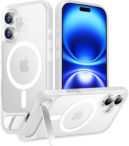 Temdan Magnetische Schutzhülle für iPhone 16, integrierter, unsichtbarer Ständer, kompatibel mit MagSafe, stoßfest in Militärqualität, schlanke, durchscheinende, matte Handyhülle für iPhone 16, 15,5 Temdan Magnetische Schutzhülle für iPhone 16, integrierter, unsichtbarer Ständer, kompatibel mit MagSafe, stoßfest in Militärqualität, schlanke, durchscheinende, matte Handyhülle für iPhone 16, 15,5 von Temdan