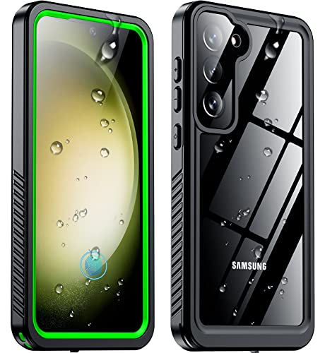 Temdan Schutzhülle für Samsung Galaxy S23, wasserdicht, integriertes Objektiv und Displayschutzfolie, stoßfest, 3,6 m, militärisch, sturzsicher, staubdicht, IP68 unter Wasser, 15,4 cm, Grün von Temdan