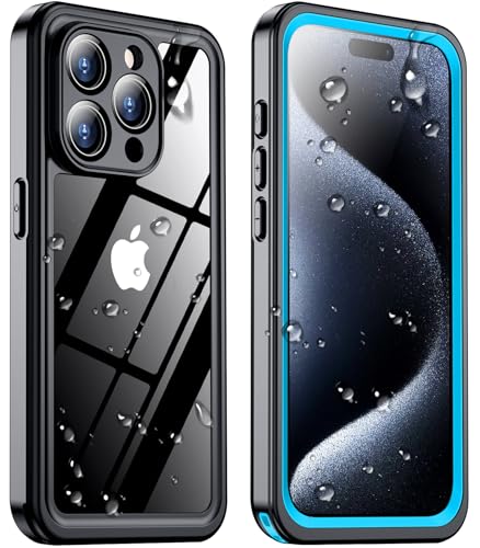 Temdan Schutzhülle für iPhone 15 Pro, wasserdicht, integrierter Displayschutz, IP68 unter Wasser, 4,5 m, militärisch sturzsicher, staubdicht, echte 360-Grad-Hülle, stoßfest, 15,4 cm (6,1 Zoll), von Temdan
