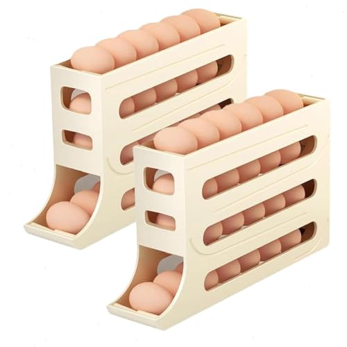 Eierhalter für den Kühlschrank, hochwertiger 4-lagiger Eierspender mit Rollen, platzsparend für die gleichzeitige Aufbewahrung von 30 Eiern, Eierhalter für den Haushaltskühlschrank für Schrank, von Temoo