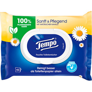 Tempo Feuchtes Toilettenpapier Sanft & Pflegend 1-lagig, 42 Tücher von Tempo