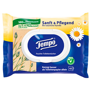 Tempo Feuchtes Toilettenpapier Sanft & Pflegend 1-lagig, 42 Tücher von Tempo