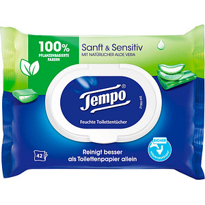 Tempo Feuchtes Toilettenpapier Sanft & Sensitiv 1-lagig, 42 Tücher von Tempo
