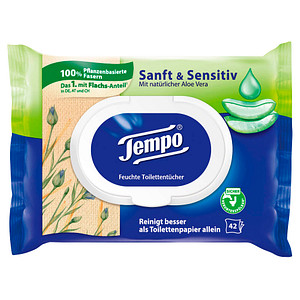 Tempo Feuchtes Toilettenpapier Sanft & Sensitiv 1-lagig, 42 Tücher von Tempo