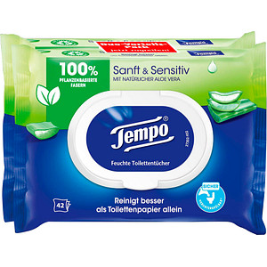 Tempo Feuchtes Toilettenpapier Sanft & Sensitiv Duo-Pack 1-lagig, 2x 42 Tücher von Tempo