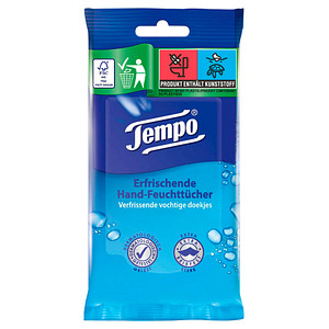 Tempo Handreinigungstücher Erfrischend 1-lagig weiß, 10 Tücher Tempo Handreinigungstücher Erfrischend 1-lagig weiß, 10 Tücher von Tempo