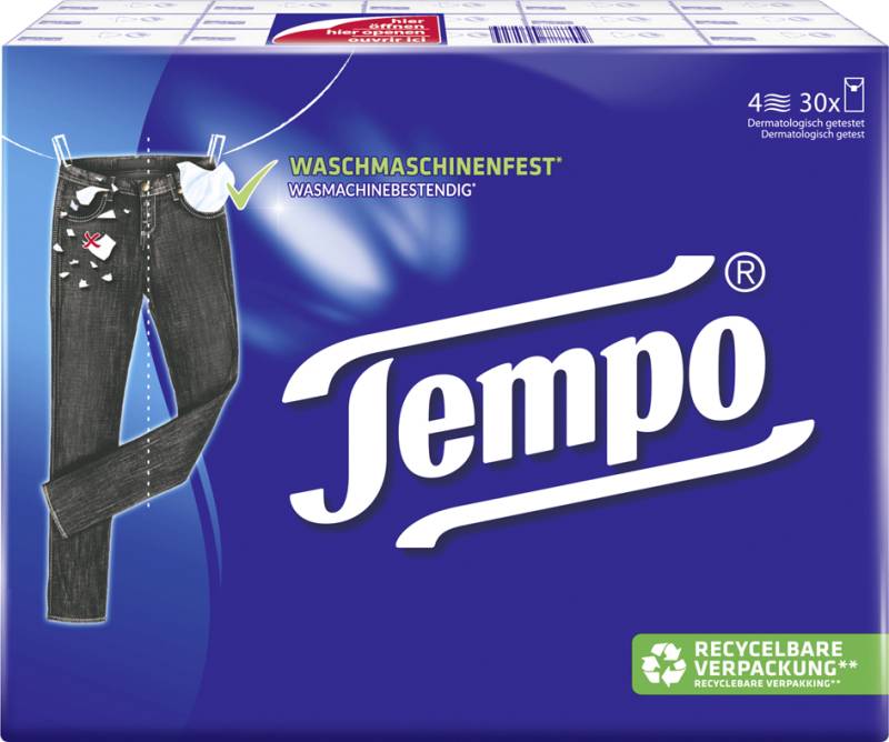 Tempo Taschentücher Klassik, 4-lagig, weiß, 30er Pack von Tempo