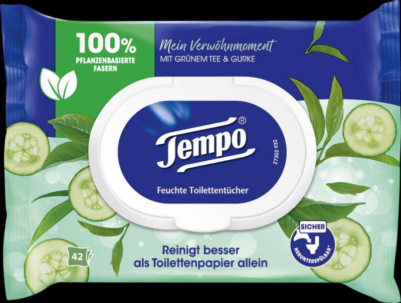 Tempo Feuchtes Toilettenpapier Grünem Tee und Gurke 1-lagig von Tempo