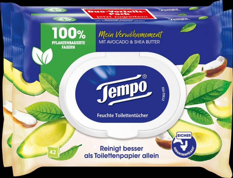 Tempo Feuchtes Toilettenpapier Avocado und Shea Butter 1-lagig von Tempo