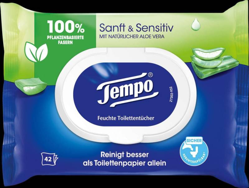 Tempo Feuchtes Toilettenpapier Aloe Vera 1-lagig von Tempo