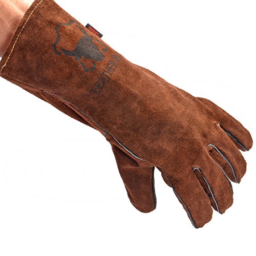 Leatherbull Kaminhandschuhe Ofenhandschuhe, Grillhandschuhe aus Leder | Kamin Grill Ofen | hitzebeständig mit langer Stulpe | Braun | Langlebig Größe L Leatherbull Kaminhandschuhe Ofenhandschuhe, Grillhandschuhe aus Leder | Kamin Grill Ofen | hitzebeständig mit langer Stulpe | Braun | Langlebig Größe L von Temprix