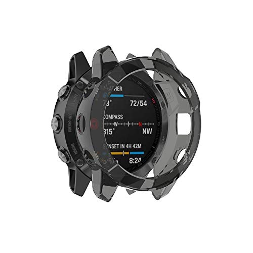 Chofit Gehäuse Kompatibel mit Garmin Fenix 6/Fenix 6 Pro/Sapphire Schutzhülle Weiche TPU Stoßstangenschale Nur für Fenix 6 Serie (Nicht für Fenix 6S & 6X) (Schwarz) von TenCloud