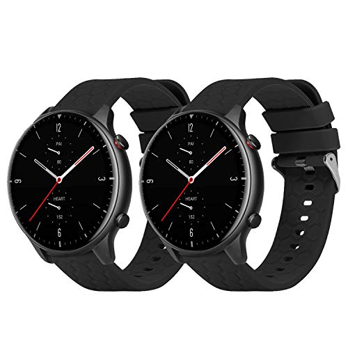 TenCloud-Band kompatibel mit Amazfit GTR 2/GTR 2e/GTR 47mm Armband, Weiche Silikon-Sportarmbänder Armbänder Kompatibel mit Amazfit GTR 2/GTR 47mm Smartwatch (NICHT für GTR 42 mm) (Schwarz+Schwarz) von TenCloud