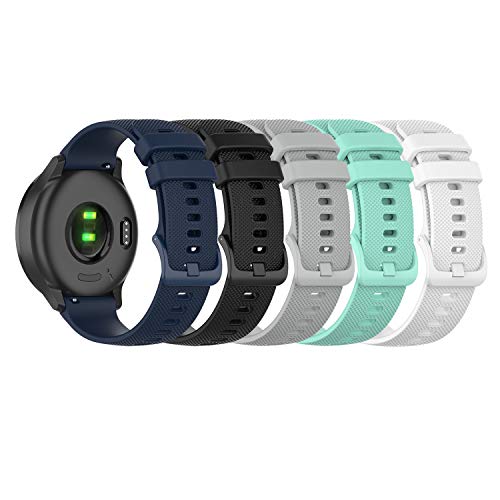 Tencloud Armband kompatibel mit Garmin Approach S40, weiches Sportarmband aus Silikon für Approach S40/Vivoactive 3/Vivoactive 3M/Venu/Forerunner 245M Smartwatch, 5 Stück von TenCloud