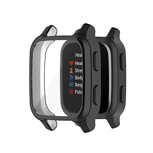 Tencloud Hüllen kompatibel mit Garmin Venu Sq Hülle, Displayschutzfolie Rundum-beschichtete Schutzhülle Uhrenhülle Bumper Shell Cover für Venu Sq/Venu Sq Music Smart Watch (Schwarz) von TenCloud