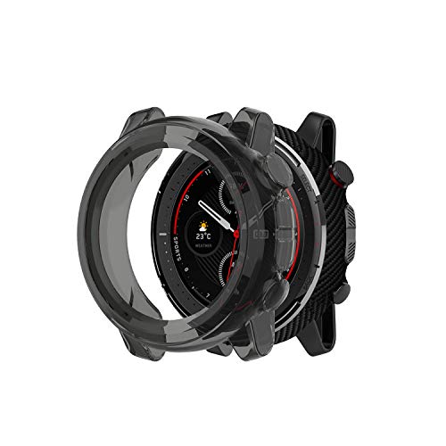 Tencloud Kompatibel mit Amazfit Stratos 3 Hülle, Schutzhülle Cover Watch Zubehör Protector Soft TPU Bumper Shell für Amazfit Stratos 3 Smartwatch (schwarz) von TenCloud