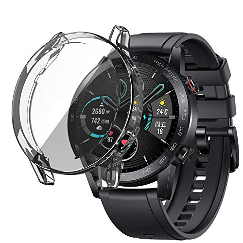 Tencloud Schutzhüllen, kompatibel mit Huawei Honor MagicWatch 2, 46 mm, Displayschutz, Uhrfolie, Abdeckung, weiches TPU-beschichtet, Rundum-Stoßfängerschale für MagicWatch 2 46mm (transparent) von TenCloud