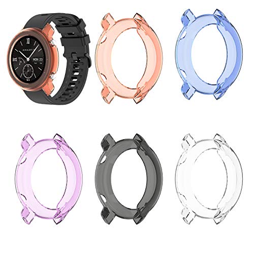 Tencloud Schutzhüllen kompatibel mit Amazfit GTR 47 mm 42 mm Schutzhülle Schutzhülle Cover Soft TPU Bumper Shell Watch Zubehör für Amazfit GTR 42 mm 47 mm Smartwatch (47 mm, 5 Stück) von TenCloud