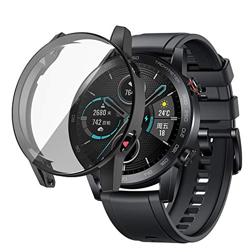 Tencloud Schutzhüllen kompatibel mit Huawei Honor MagicWatch 2 46 mm Hülle Displayschutzfolie Uhrfilm Cover Soft TPU überzogen Rundumschutz Schale für MagicWatch 2 46 mm Smartwatch (schwarz) von TenCloud