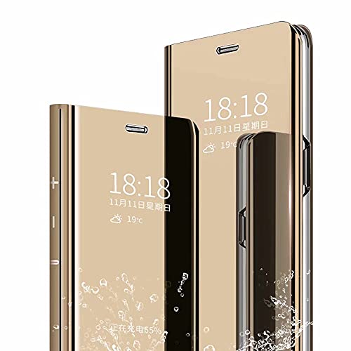 TenDll Hülle für Samsung Galaxy S23FE, [Smart Case] [PU Leder] [Flip Fall] [Stand Fall Schutzhülle] [Galvanisieren Ständer Cover] Durchscheinend Smart Fall Cover -Gold von TenDll