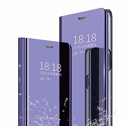TenDll Hülle für Samsung Galaxy S23FE, [Smart Case] [PU Leder] [Flip Fall] [Stand Fall Schutzhülle] [Galvanisieren Ständer Cover] Durchscheinend Smart Fall Cover -Lila von TenDll