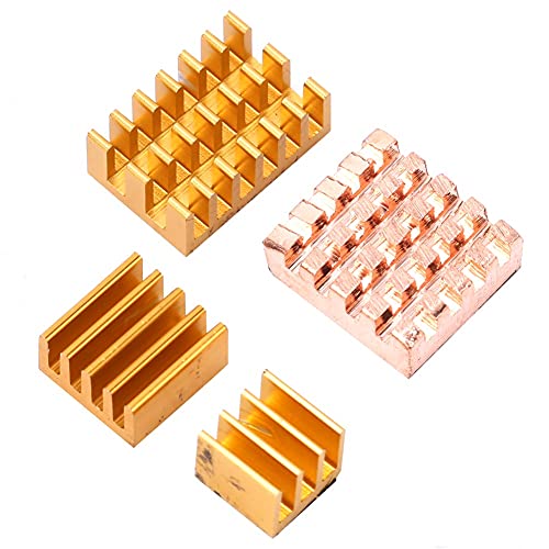 8 Stück Golden 4B Kühlkörper, 6063-T5 Extrudierter Aluminiumprofil-Kupfer-CPU-Kühler Mit Rückseitenkleber, Für Motherboard Der 4. Generation Von Raspberry Pi von TenNuoDa