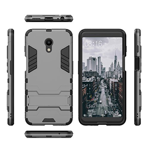 Meizu S6 Hülle, TenYll TPU & PC Hybrid Armor Case Abnehmbare 2 in 1 robuste doppelte Hülle, integrierter Kickstand, Abdeckung für Meizu S6, grau, Meizu S6 von TenYll