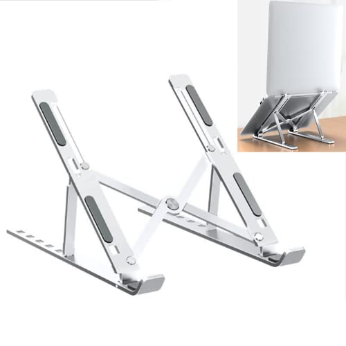 TenYua Laptop-Ständer für Schreibtisch, tragbare Laptop-Halterung, 6 Winkel, verstellbarer Aluminium-Tablet-Ständer, faltbare Laptop-Halterung, kompatibel mit 9-15,6 Zoll Laptops von TenYua