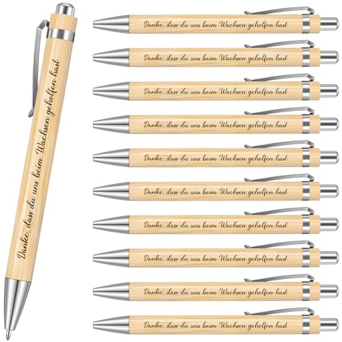 Tenare 10 Stück Dankeschön-Geschenkset für Lehrer Druckkugelschreiber aus Holz mit Spruch Abschiedsgeschenk für Erzieher Lehrertag(Danke) von Tenare