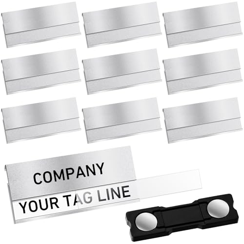 Tenare 10 Stück Magnetische Namensschilder für Kleidung Aluminium Namensschilder mit Magnet Silberne Eloxierte Metall Namensschilder für Schule Verband Veranstaltungen Büro Arbeit, 70 x 30 mm von Tenare