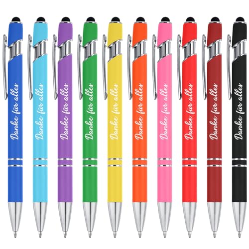 Tenare 20 Stück Dankeschön Kugelschreiber Danke für Alles Druckkugelschreiber mit Gravur Metall Zitate Stift Abschiedsgeschenk mit Touchstift für Lehrer Mitarbeiter Kollegen Büro(Bunte Farben) von Tenare