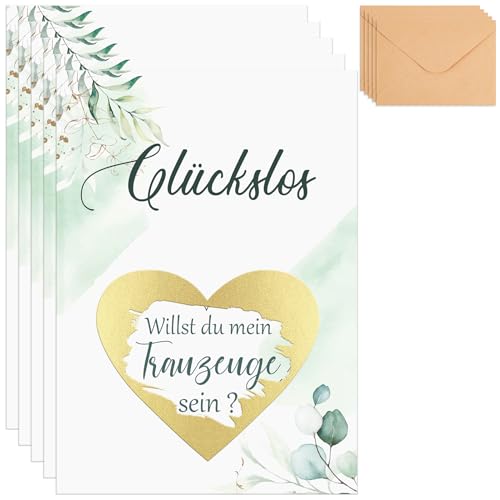 Tenare 5 Sets Rubbelkarten Trauzeuge Fragen mit Umschlägen Willst Du Mein Trauzeuge Sein Karten Botanische Trauzeuge Glückslos für Hochzeit Geschenke Zubehör von Tenare