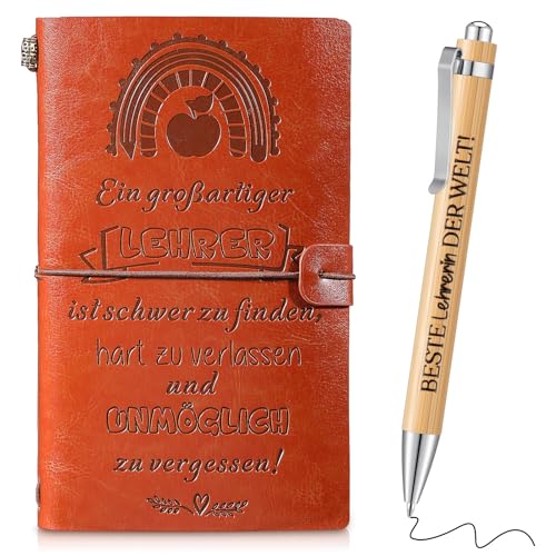 Tenare Lehrer Geschenk Set PU Leder Tagebuch für Lehrer Erzieherin Abschiedsgeschenk Reise Journal A6 Leder Notizbuch für Lehrer mit Inspirierendes Stift Dankeschön Geschenk für Lehrerin Professor von Tenare