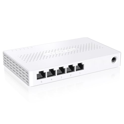 Tenda 2.5 Gbit Switch 5 Port Netzwerk Switch LAN Switch (Plug-and-Play LAN Splitter LAN Verteiler, Unmanaged, Lüfterlos, Ideal für 2,5G NAS, Server, WiFi 6/7 AP, Gaming-PC) (SE105) von Tenda