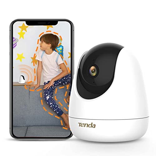 Tenda 2.5K 4MP Überwachungskamera Innen mit 2-Wege-Audio, Bewegungsverfolgung & Alarms, 12M IR Nachtsicht, 2560 x 1440p Auflösung, 360 Grad LAN/WLAN Kamera für Kinder, ältere, Haustier (CP7) von Tenda