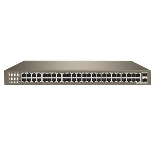 Tenda 50 Port Gigabit Netzwerk Switch Unmanaged LAN Switch (48* RJ45-Ports+2* SFP-Ports, VLAN, 19 Zoll Rackmontage/Wandmontage/Desktop, Plug-und-Play)(TEG1050F) von Tenda